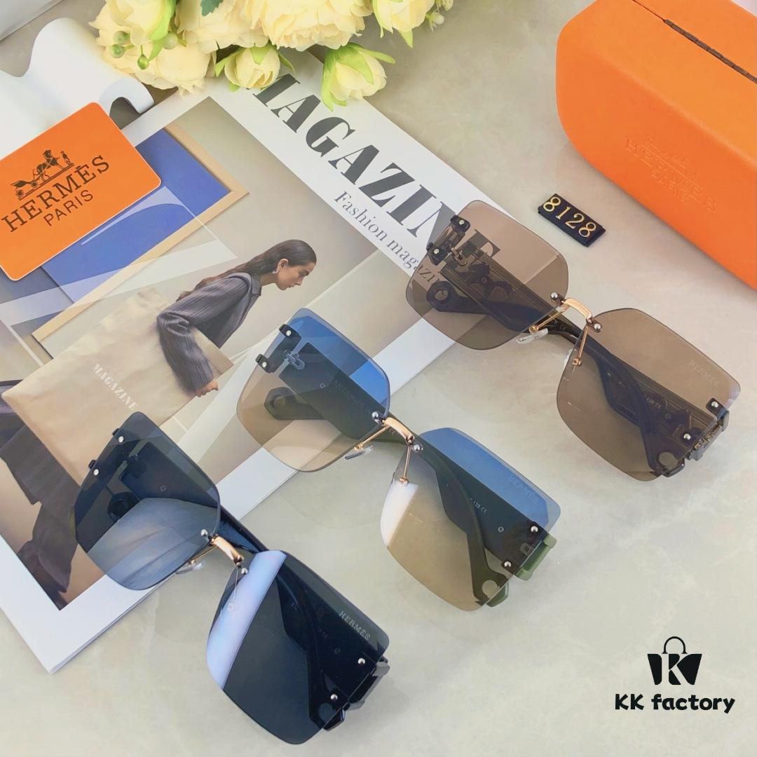 6931ae3fccd8ab3d7afa2600 Hermes Women's Ava Large Frame Sunglasses, Frameless Cut-Out Fashion Sun Glasses for Slimming Look, Trendy Influencer Streetwear Eyewear