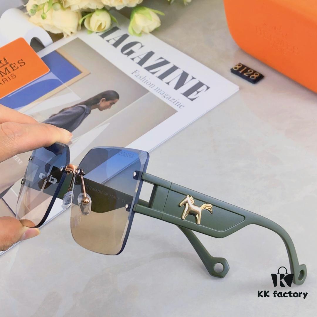 6931ae3fccd8ab3d7afa2603 Hermes Women's Ava Large Frame Sunglasses, Frameless Cut-Out Fashion Sun Glasses for Slimming Look, Trendy Influencer Streetwear Eyewear