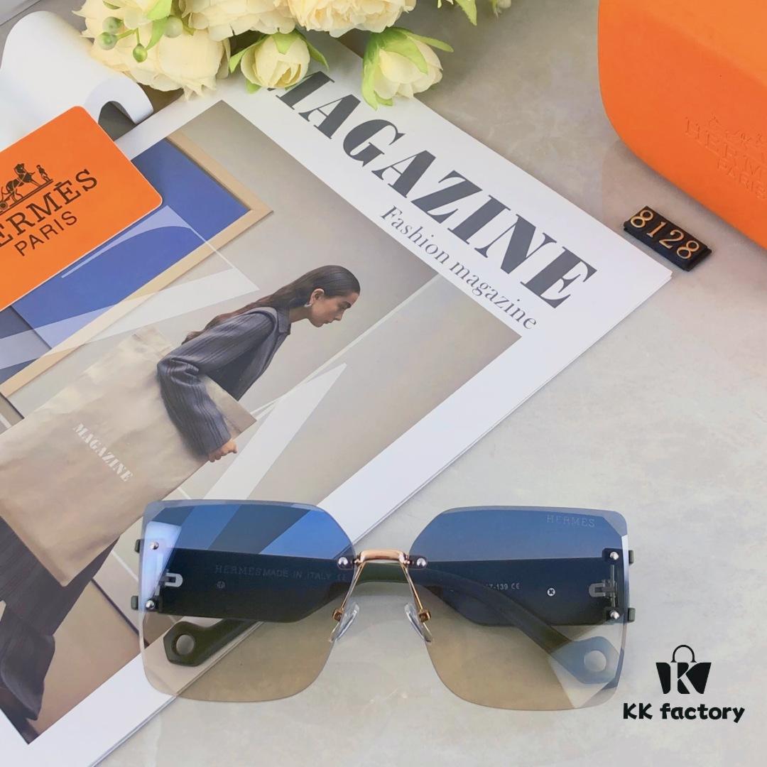 6931ae3fccd8ab3d7afa2606 Hermes Women's Ava Large Frame Sunglasses, Frameless Cut-Out Fashion Sun Glasses for Slimming Look, Trendy Influencer Streetwear Eyewear