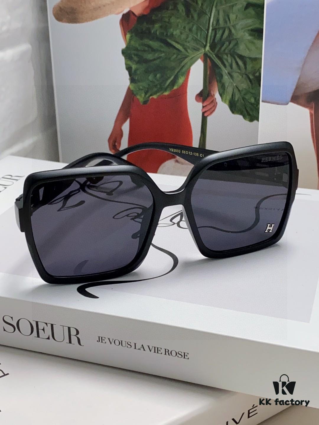 6931ae41ccd8ab3d7afa261c Hermes 2024 New Women's Square Oversized Sunglasses for Round Faces, Slimming UV Protection Sunglasses with Premium Look, Ideal for Travel and Sun Protection