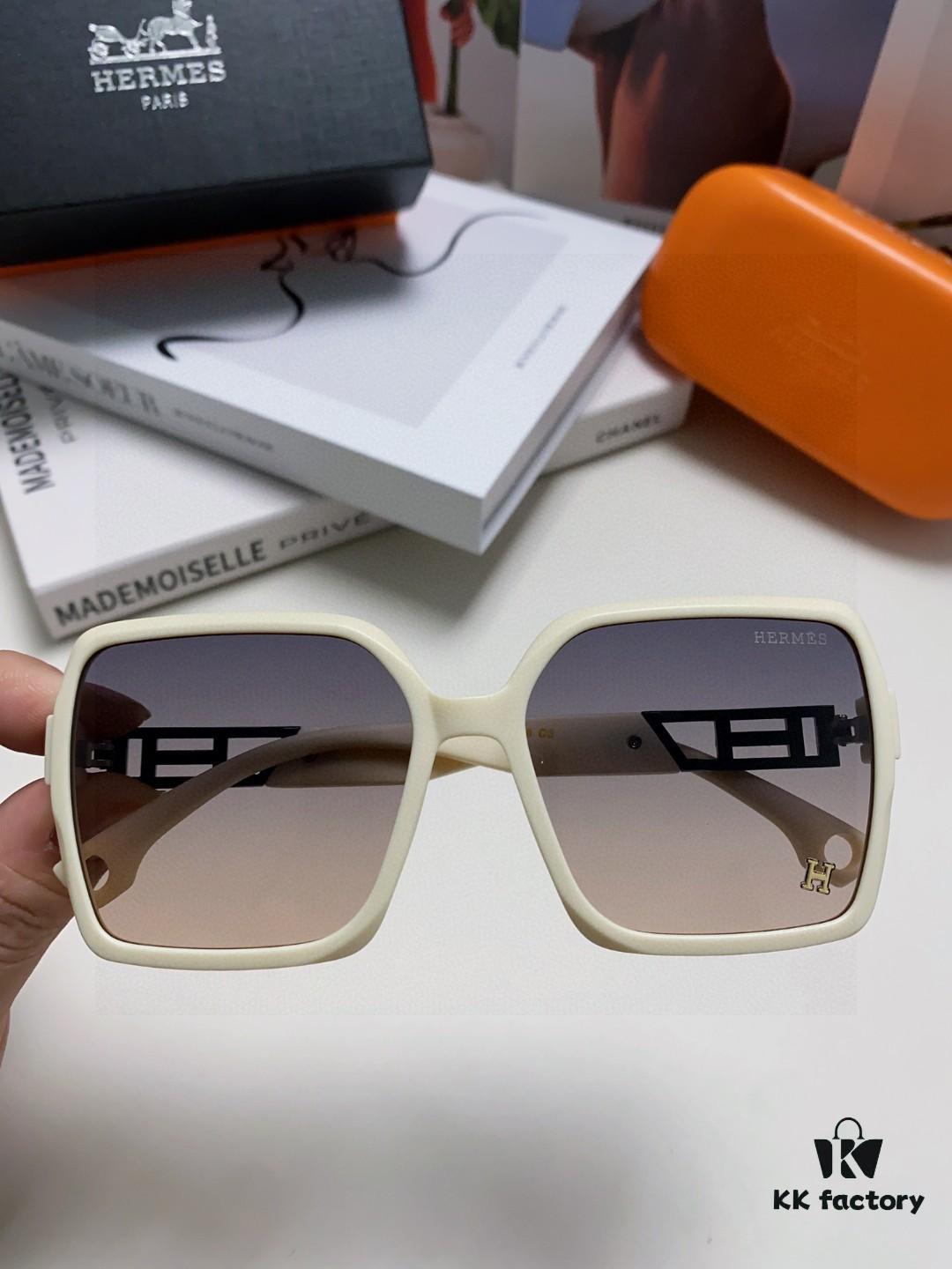 6931ae41ccd8ab3d7afa2627 Hermes 2024 New Women's Square Oversized Sunglasses Round Face Slimming UV Protection Luxury Travel Sun Glasses
