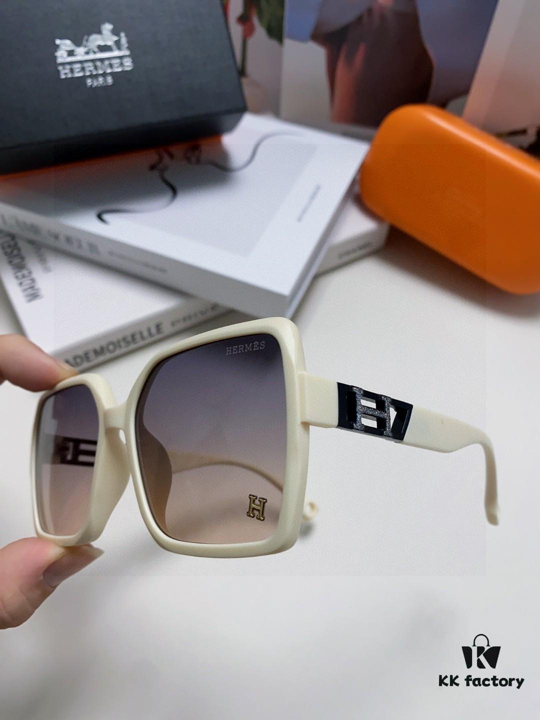 6931ae42ccd8ab3d7afa2629 Hermes 2024 New Women's Square Oversized Sunglasses Round Face Slimming UV Protection Luxury Travel Sun Glasses