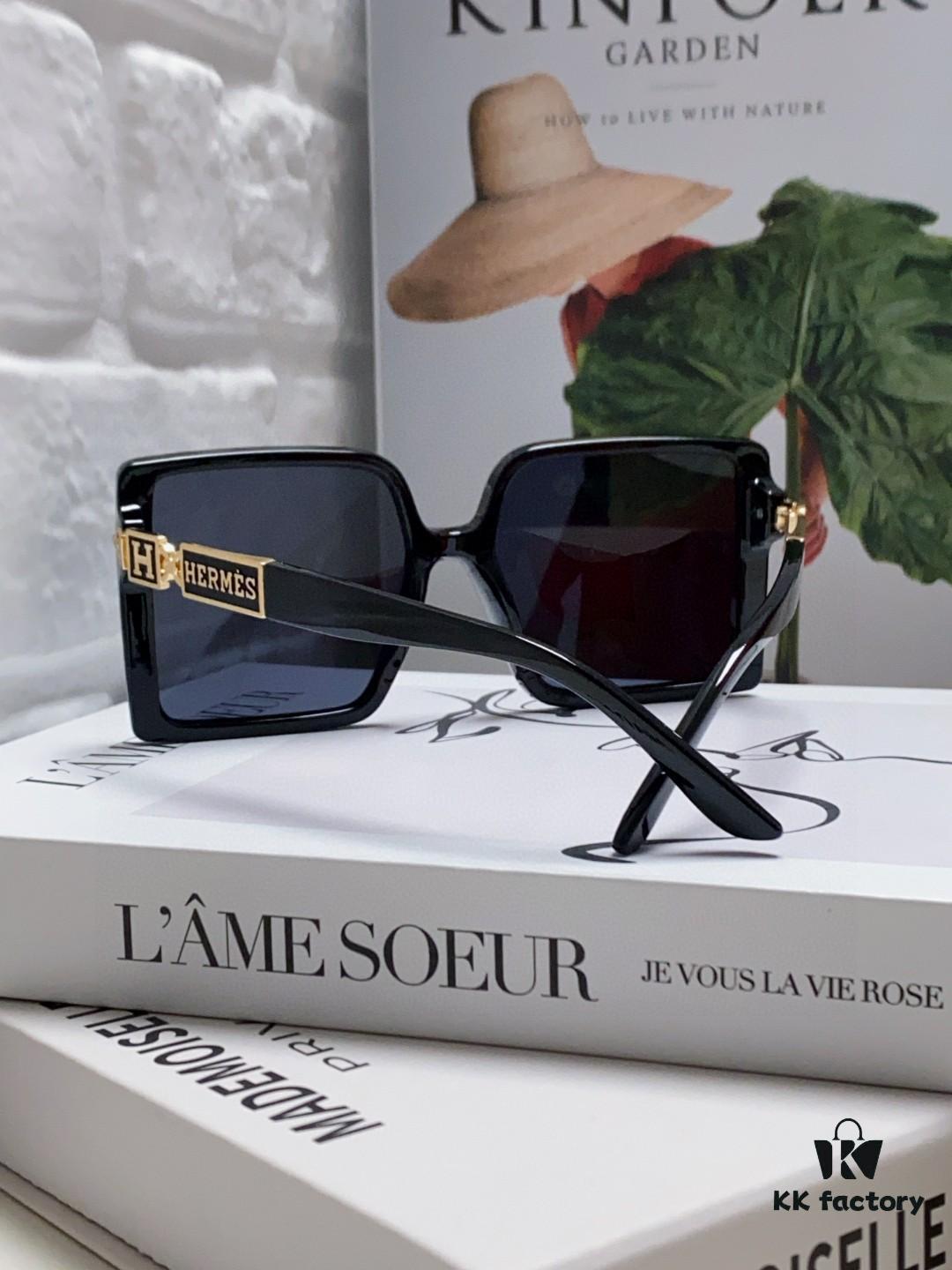 6931ae52ccd8ab3d7afa26ef Hermes 2024 New Arrival High-End Stylish Oversized Square Frame Society Lady Sunglasses for Women, Trendy Large Round Face Sun Protection Shades