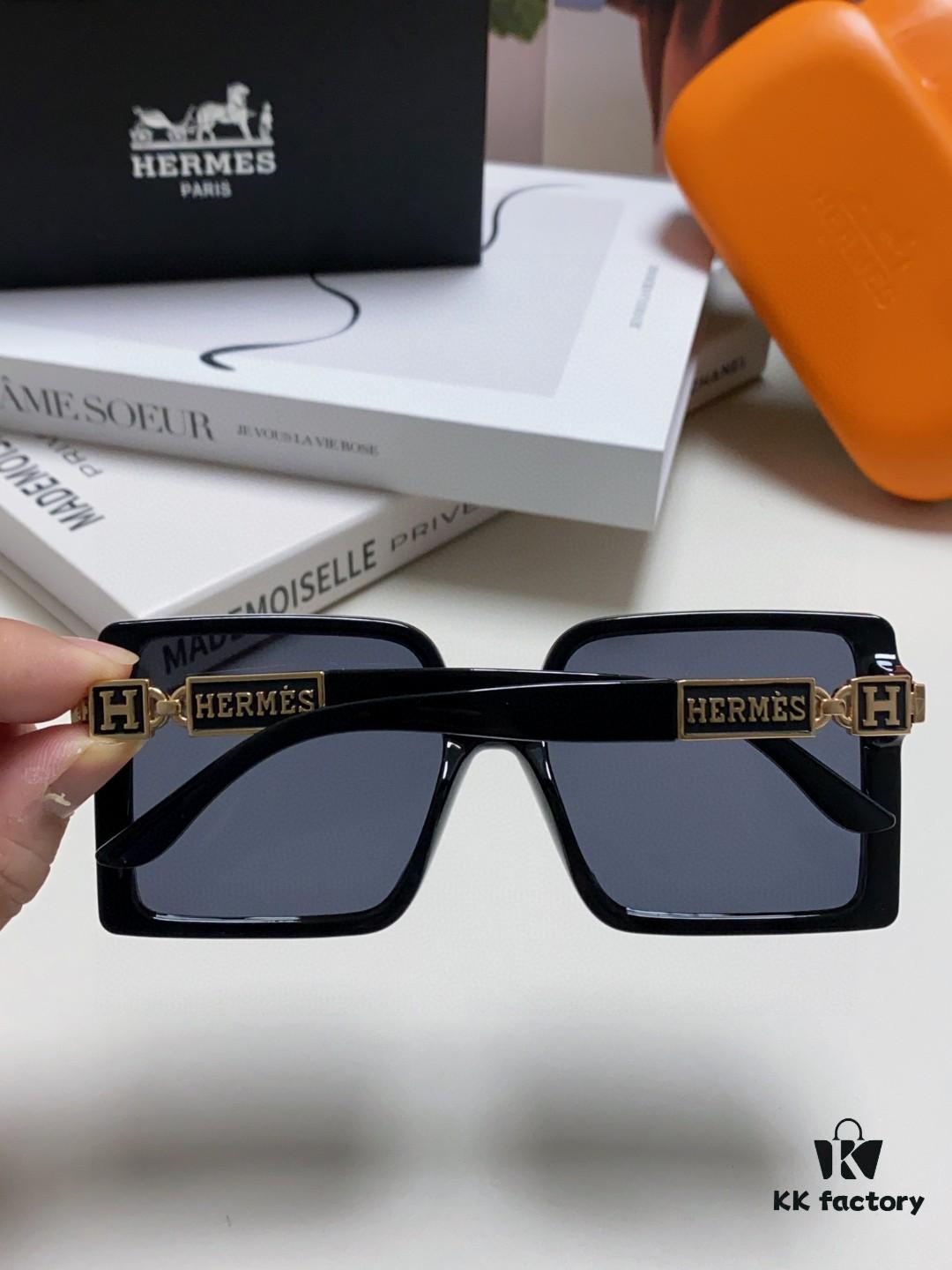 6931ae52ccd8ab3d7afa26f1 Hermes 2024 New Arrival High-End Stylish Oversized Square Frame Society Lady Sunglasses for Women, Trendy Large Round Face Sun Protection Shades
