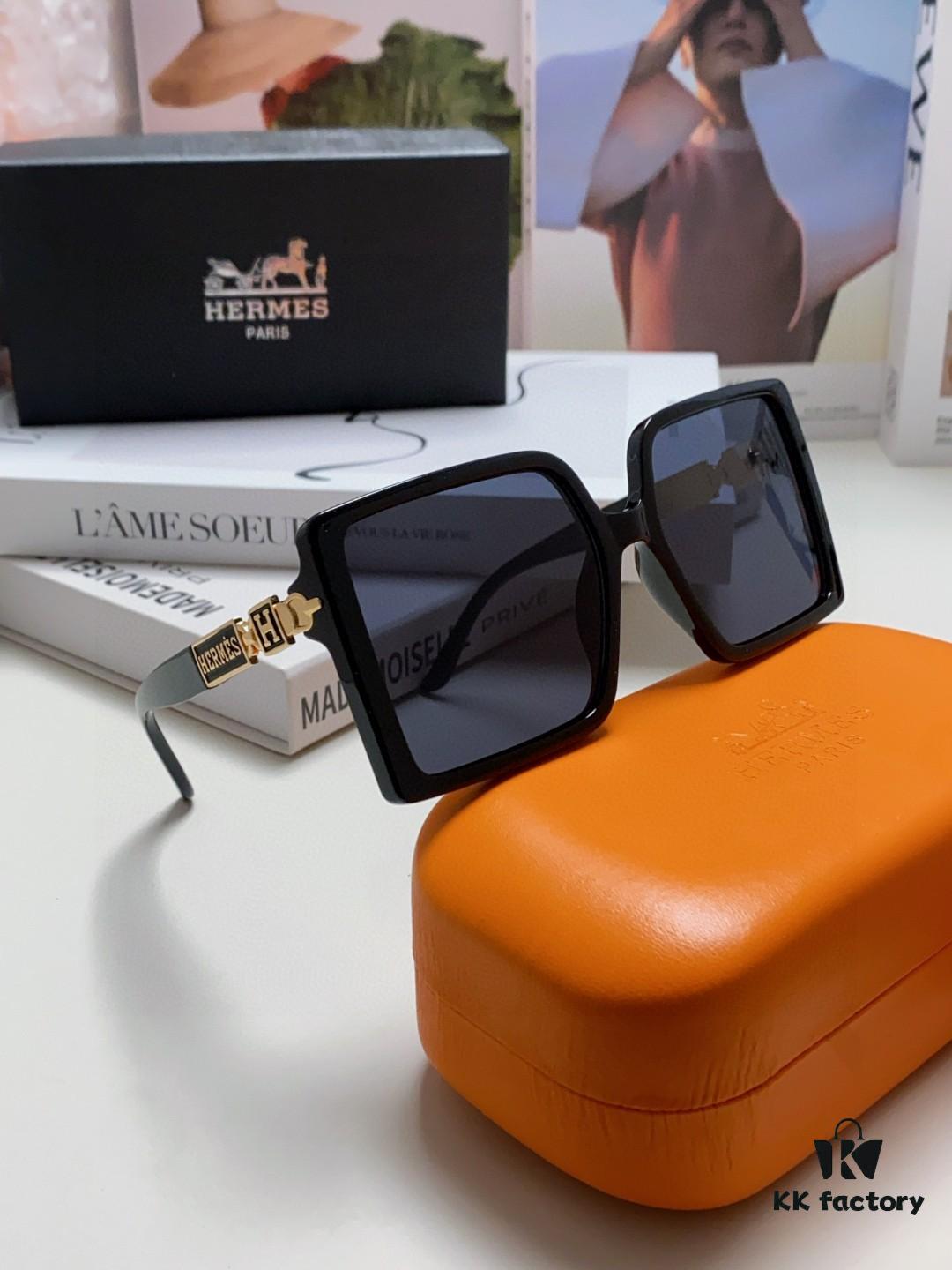 6931ae52ccd8ab3d7afa26f4 Hermes 2024 New Arrival High-End Stylish Oversized Square Frame Society Lady Sunglasses for Women, Trendy Large Round Face Sun Protection Shades