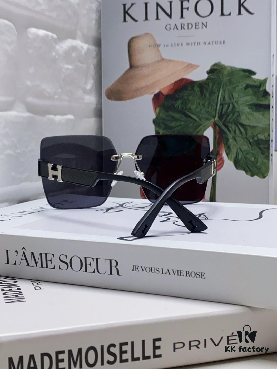 6931ae52ccd8ab3d7afa26fb Hermes 2024 New Arrival Frameless Square Sunglasses, UV Protection Beach Sun Glasses with Premium Look, Face-Framing Design for Small Facial Appearance, Unisex Driving Shades