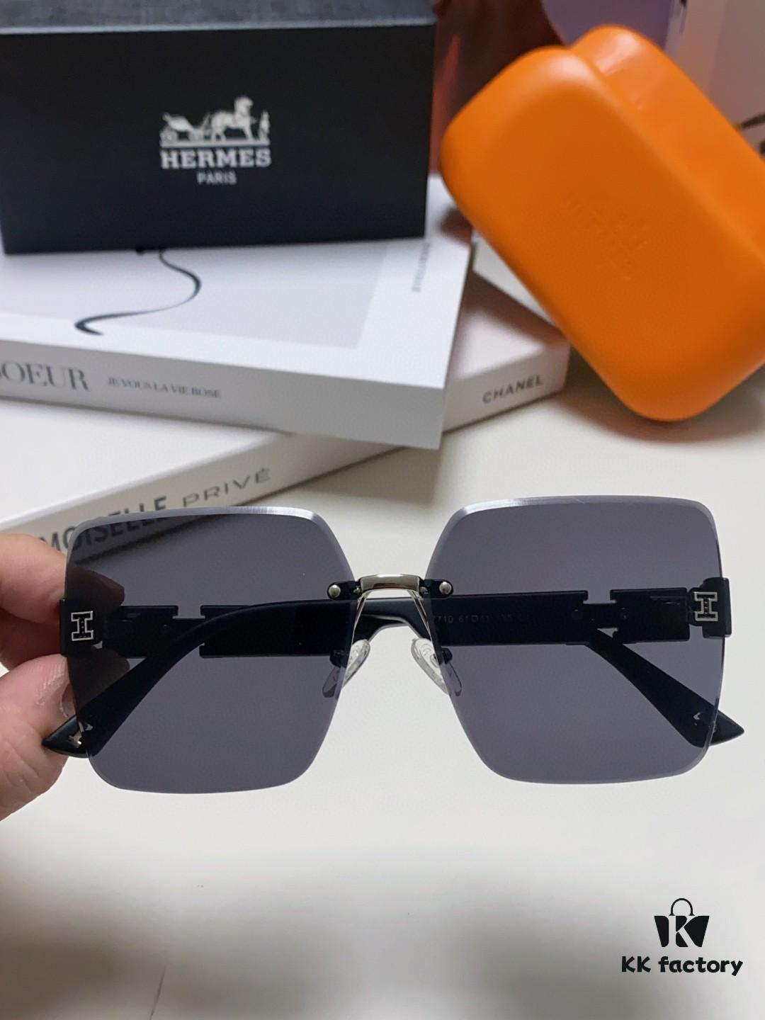 6931ae52ccd8ab3d7afa26fc Hermes 2024 New Arrival Frameless Square Sunglasses, UV Protection Beach Sun Glasses with Premium Look, Face-Framing Design for Small Facial Appearance, Unisex Driving Shades