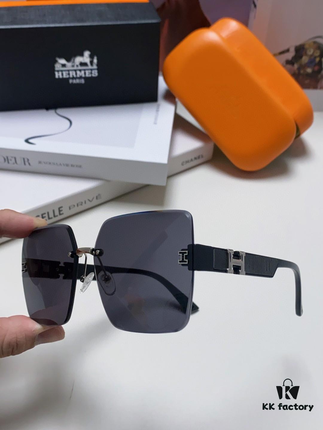 6931ae53ccd8ab3d7afa26fe Hermes 2024 New Arrival Frameless Square Sunglasses, UV Protection Beach Sun Glasses with Premium Look, Face-Framing Design for Small Facial Appearance, Unisex Driving Shades