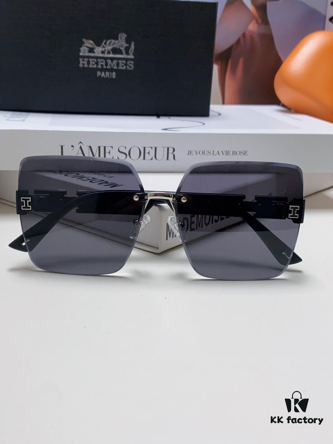 6931ae53ccd8ab3d7afa26ff Hermes 2024 New Arrival Frameless Square Sunglasses, UV Protection Beach Sun Glasses with Premium Look, Face-Framing Design for Small Facial Appearance, Unisex Driving Shades