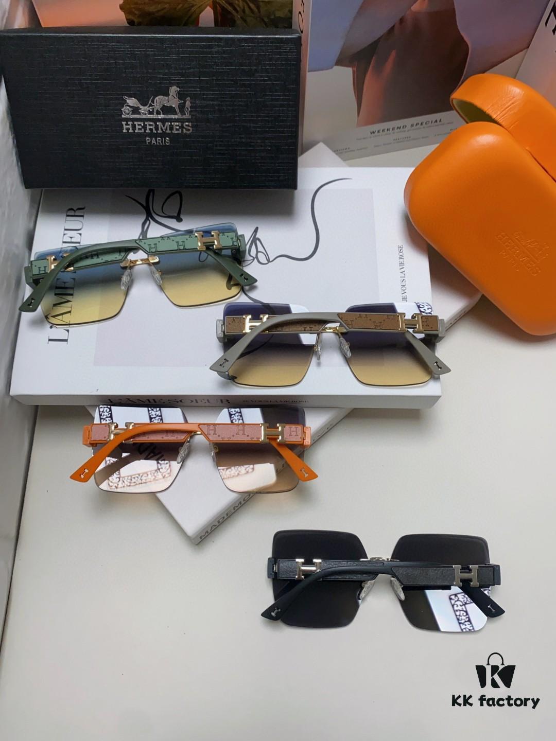 6931ae53ccd8ab3d7afa2701 Hermes 2024 New Arrival Frameless Square Sunglasses, UV Protection Beach Sun Glasses with Premium Look, Face-Framing Design for Small Facial Appearance, Unisex Driving Shades
