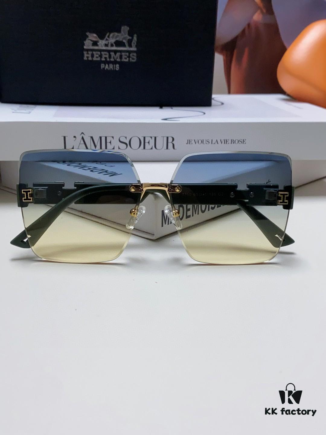 6931ae55ccd8ab3d7afa2720 Hermes 2024 New Arrival Unframed Square Sunglasses, UV Protection Beach Sun Glasses with Premium Look, Slimming Design for Face, Unisex Driving Shades