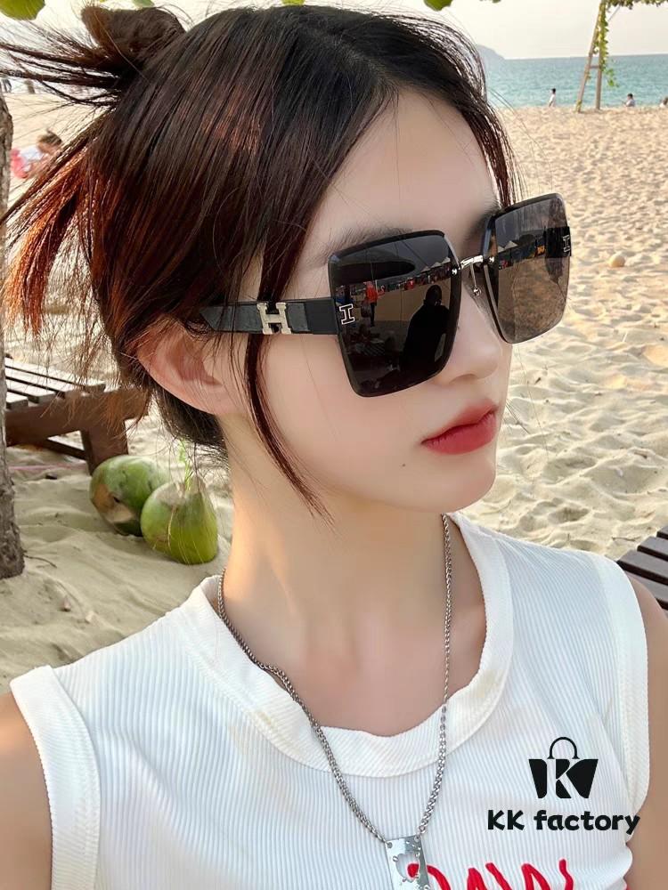 6931ae65ccd8ab3d7afa2801 Hermes 2024 New Arrival Frameless Square Beach Sunglasses with UV Protection, Stylish Face-Framing Sun Protection Glasses for Driving, Unisex