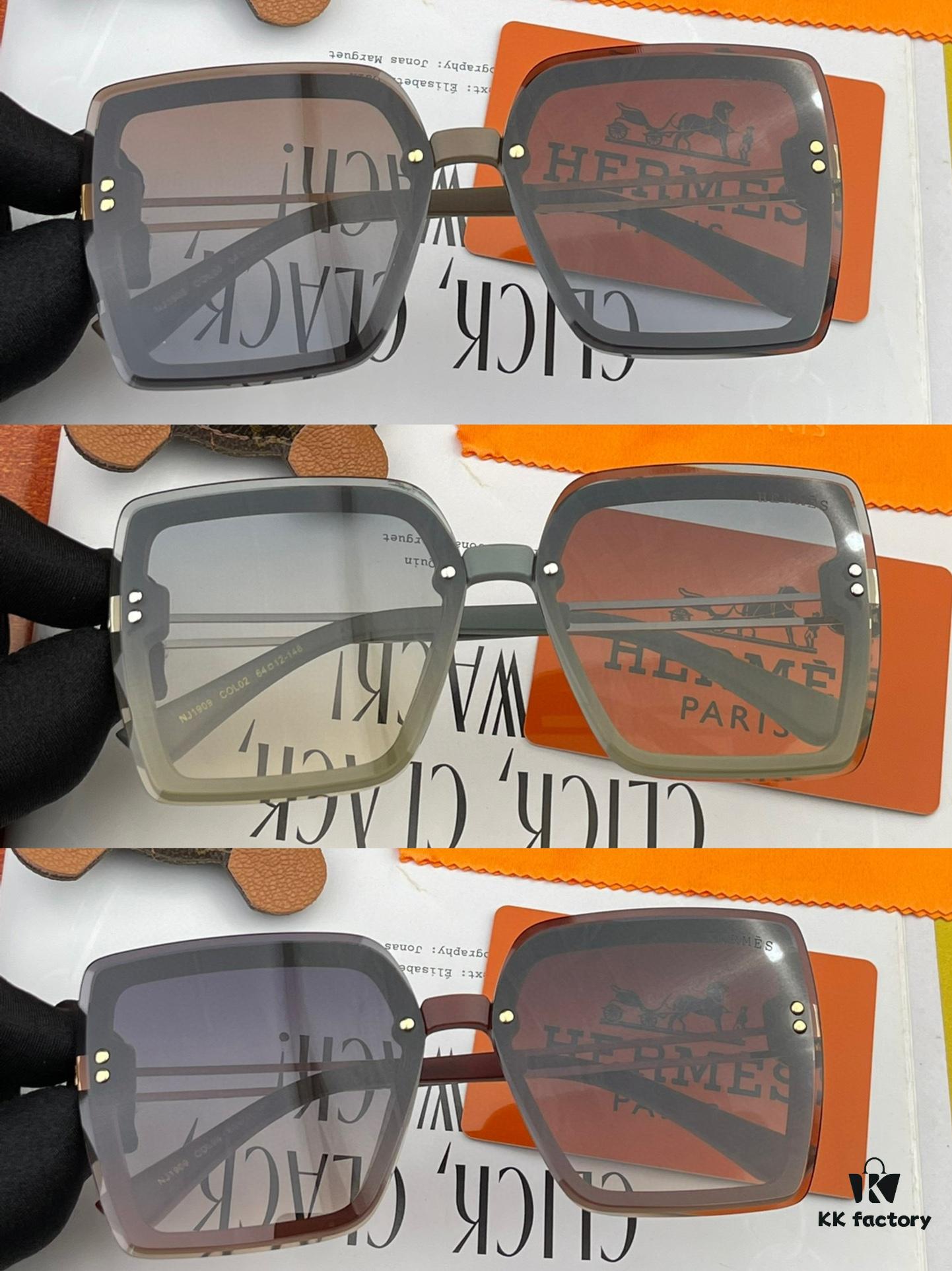 6931ae69ccd8ab3d7afa283a HERMES 2024 Spring New Arrival Original Shipment Fashion Square Sunglasses Luxury Brand High-Quality Authentic H1605