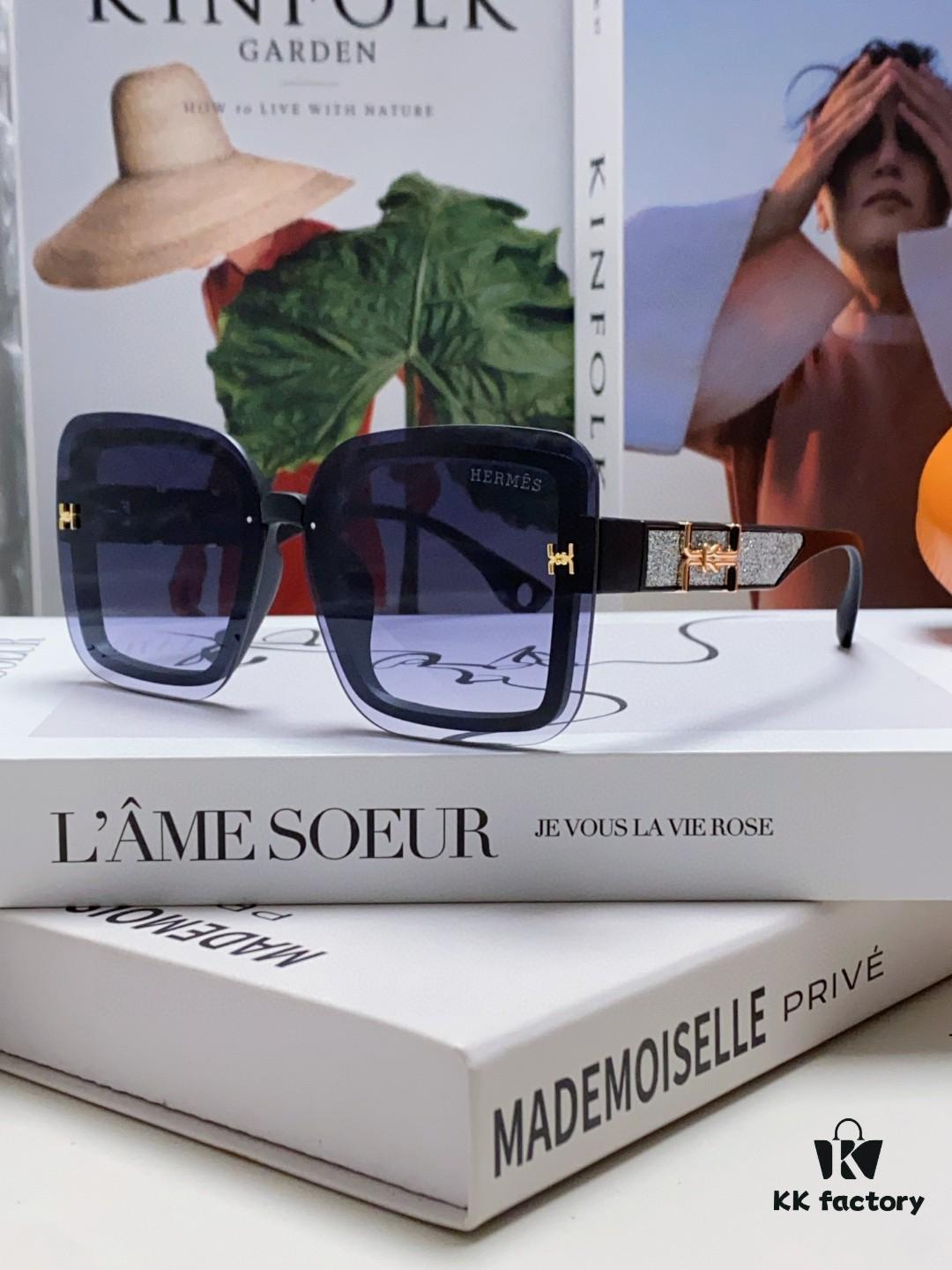 6931ae71ccd8ab3d7afa28c1 HERMES Women's Sunglasses UV Protection Oversized Round Frame Vintage Style 2024 New Arrival Fashionable Slimming Sunglasses for Large Faces