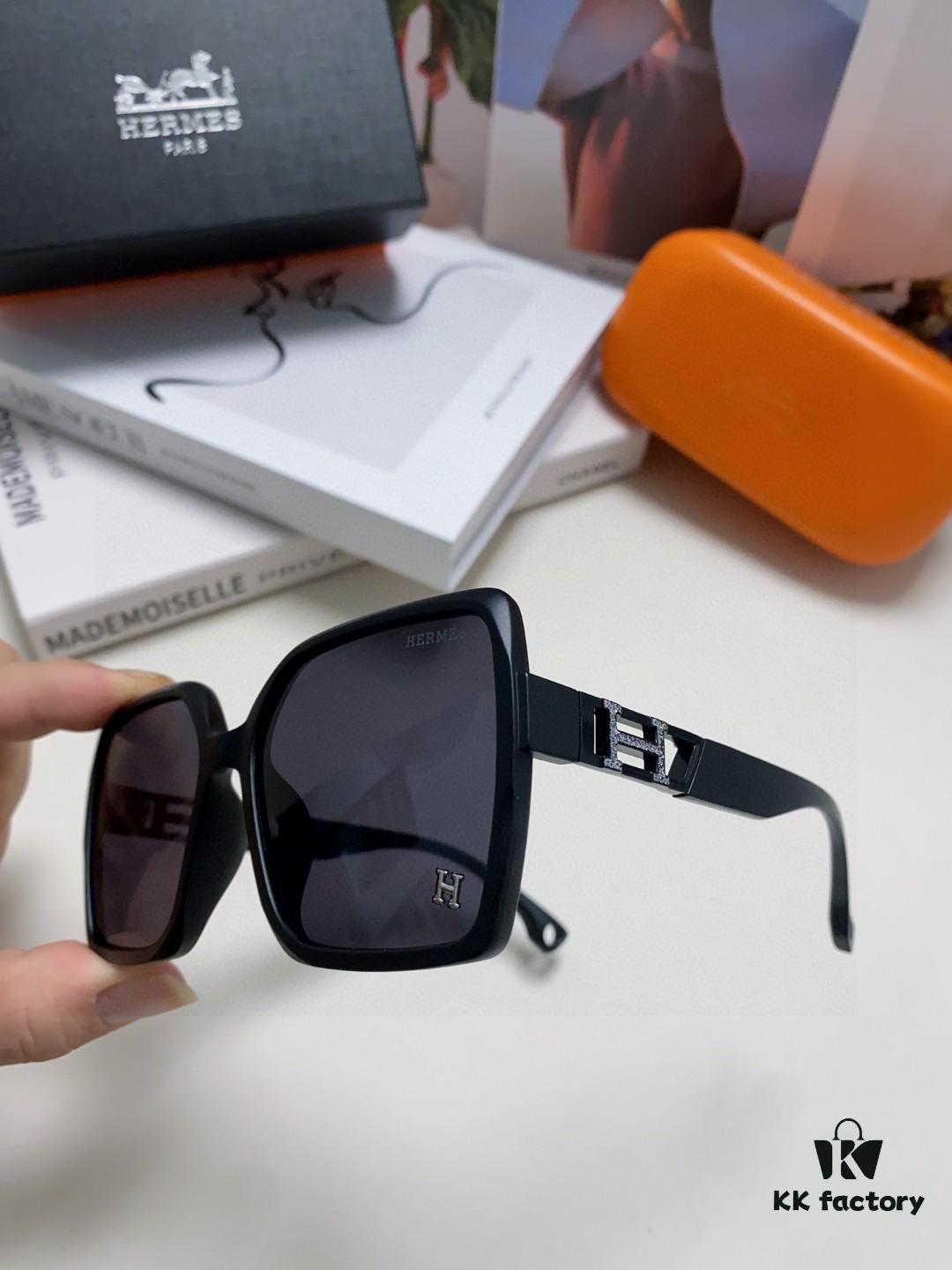 6931ae78ccd8ab3d7afa2923 Hermes 2024 New Arrival Women's Square Oversized Sunglasses for Round Faces, Slimming UV-Protective Shades with Premium Aesthetic, Ideal for Travel and Sun Protection