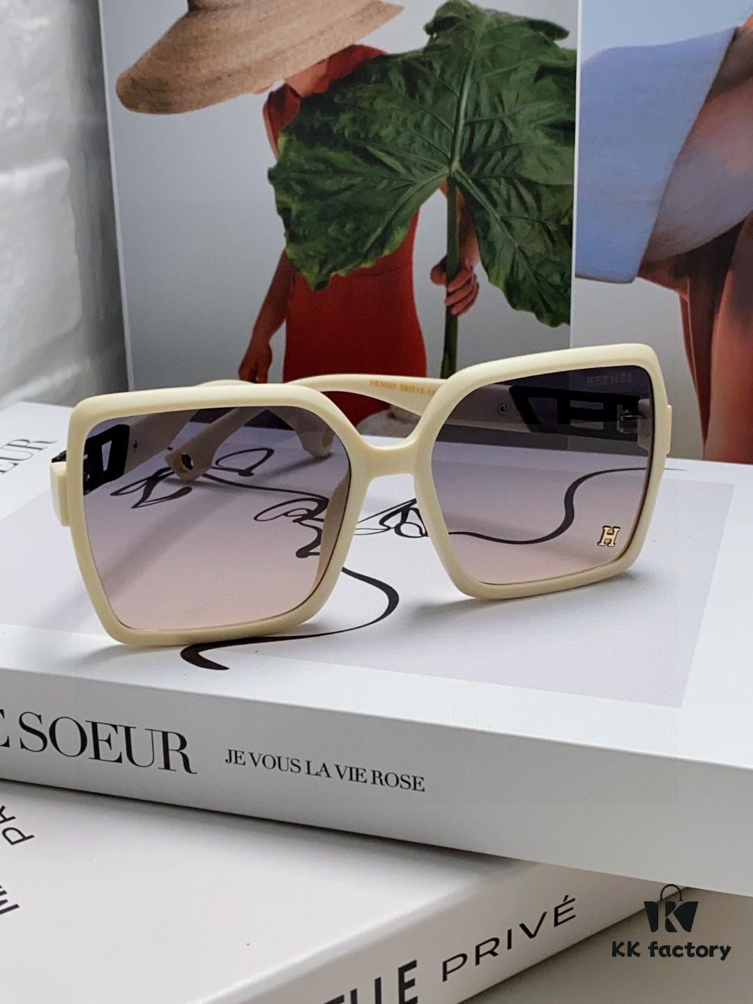 6931ae78ccd8ab3d7afa2928 Hermes 2024 New Women's Square Oversized Sunglasses for Round Faces, Slimming UV Protection Sunglasses with Premium Look, Ideal for Travel and Sun Protection