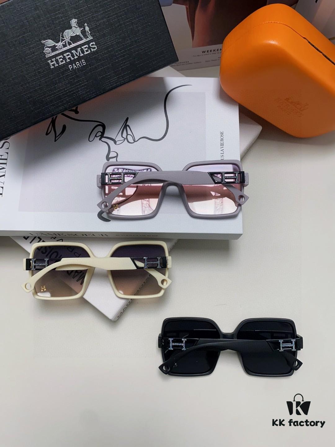 6931ae79ccd8ab3d7afa292f Hermes 2024 New Women's Square Oversized Sunglasses for Round Faces, Slimming UV Protection Sunglasses with Premium Look, Ideal for Travel and Sun Protection