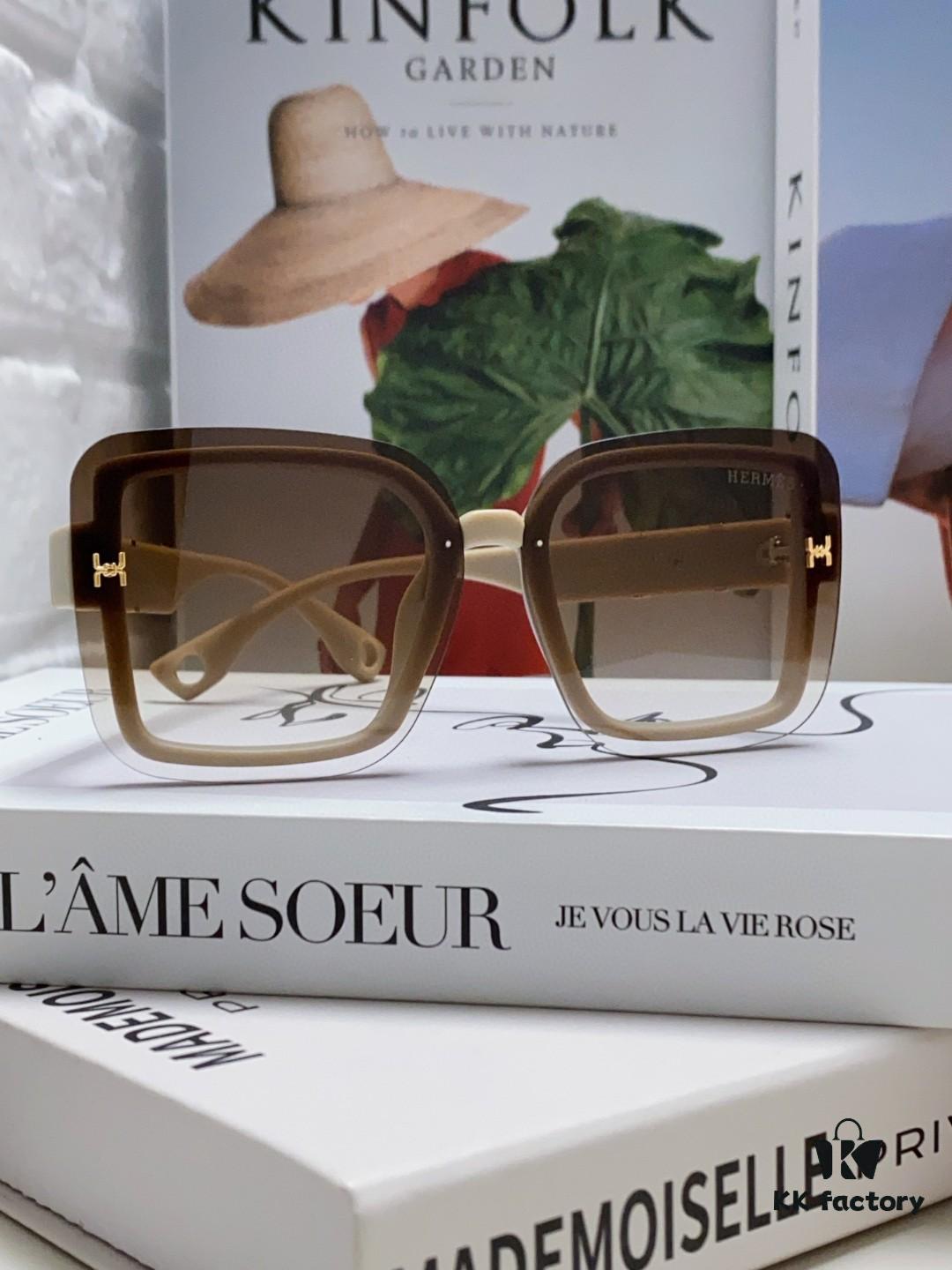 6931ae89ccd8ab3d7afa2a1b HERMES Hermès Women's Sunglasses UV Protection Oversized Round Frame Vintage Style Slimming Sunglasses 2024 New Arrival