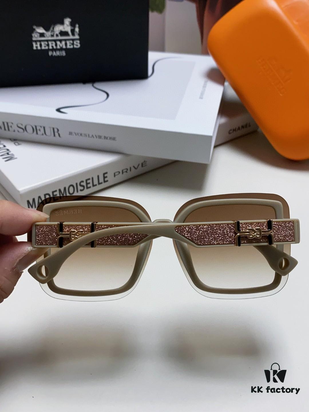 6931ae89ccd8ab3d7afa2a1e HERMES Hermès Women's Sunglasses UV Protection Oversized Round Frame Vintage Style Slimming Sunglasses 2024 New Arrival
