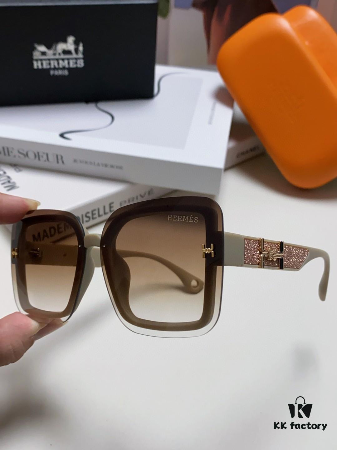 6931ae89ccd8ab3d7afa2a1f HERMES Hermès Women's Sunglasses UV Protection Oversized Round Frame Vintage Style Slimming Sunglasses 2024 New Arrival