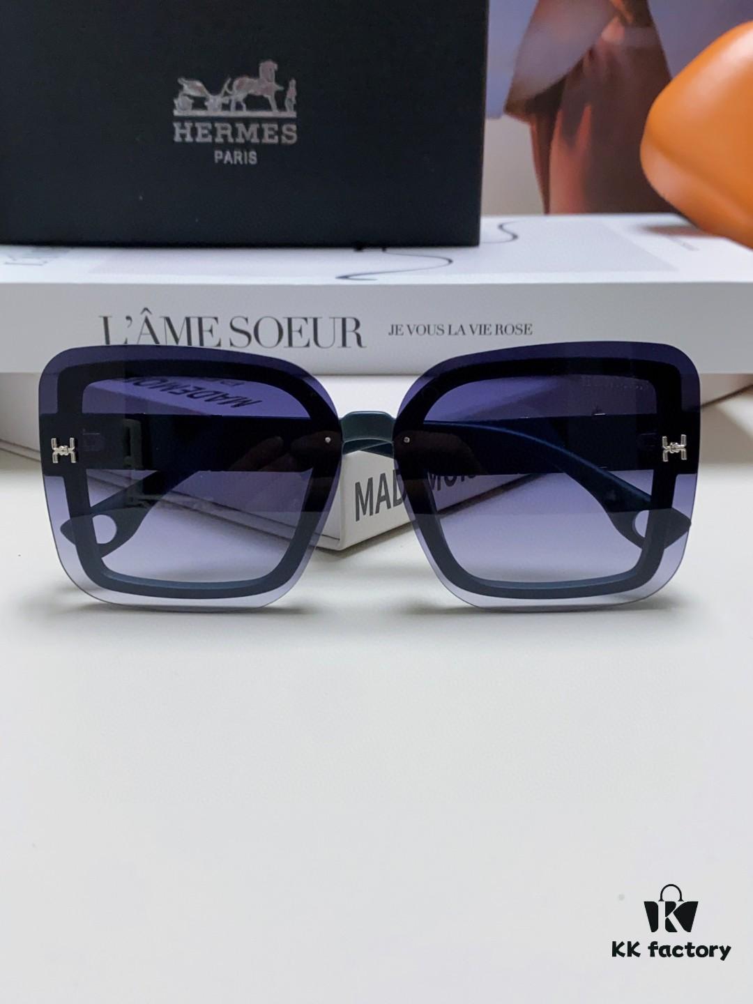 6931ae8accd8ab3d7afa2a2a HERMES Women's Sunglasses, UV-Protective Oversized Round Frame Sunglasses 2024 New Arrival, Vintage-Inspired Slimming Design for Large Faces, Trendy Influencer Eyewear
