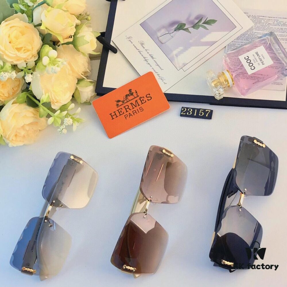 6931ae8cccd8ab3d7afa2a48 Hermes 2024 TikTok Popular Women's Fashionable Luxurious Frameless Cut-Out Oversized UV-Protective Sunglasses for Street Photography