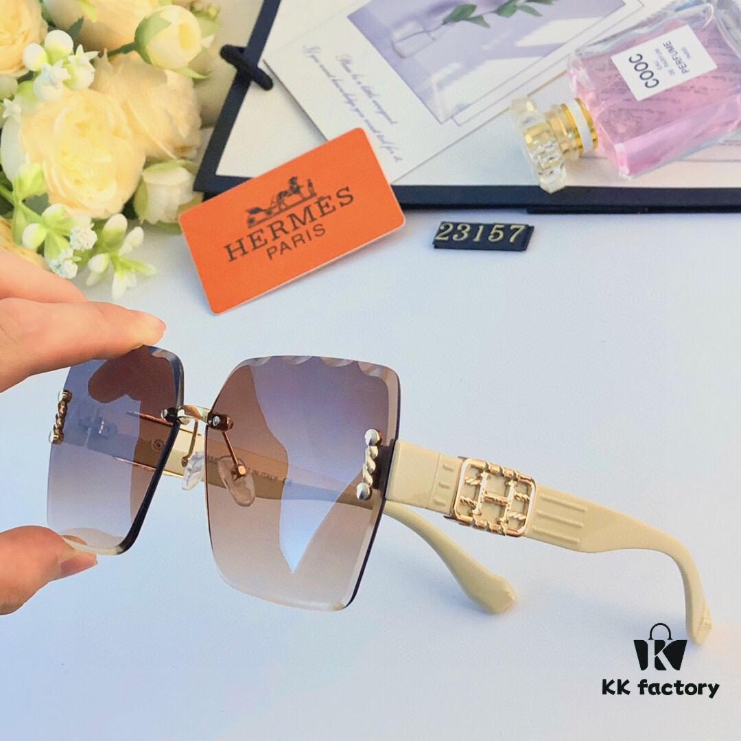 6931ae8cccd8ab3d7afa2a4b Hermes 2024 TikTok Popular Women's Fashionable Luxurious Frameless Cut-Out Oversized UV-Protective Sunglasses for Street Photography