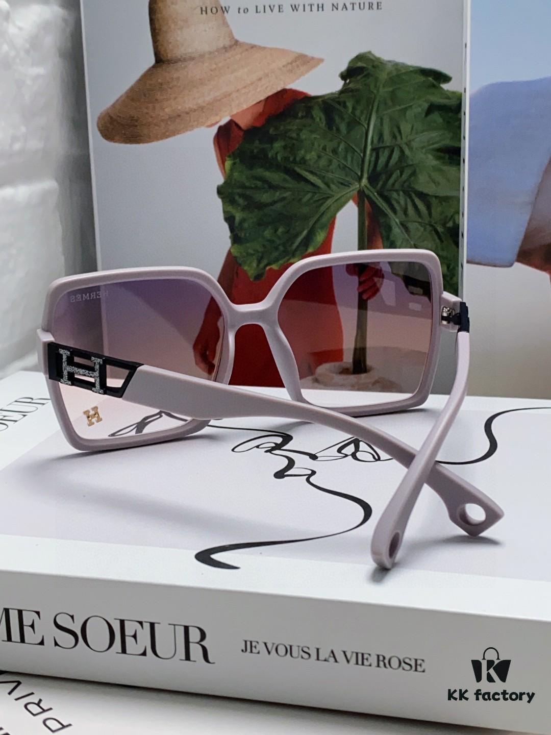 6931ae8fccd8ab3d7afa2a79 Hermes 2024 New Women's Square Oversized Sunglasses Round Face Slimming UV Protection High-End Travel Sun Glasses
