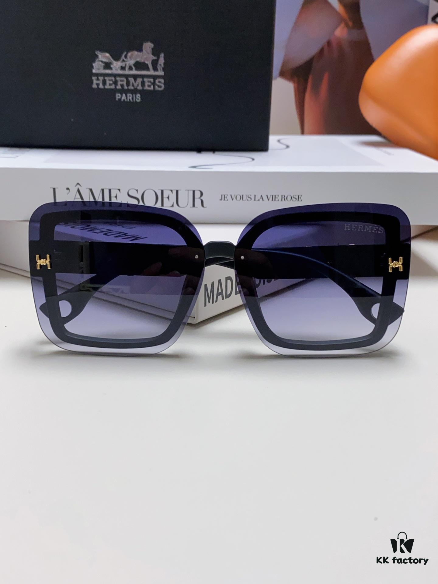 6931ae9accd8ab3d7afa2b20 HERMES Women's Sunglasses, UV-Protective Round Oversized Frames, 2024 New Arrival, Vintage-Inspired Slimming Design, Trendy Influencer Glasses