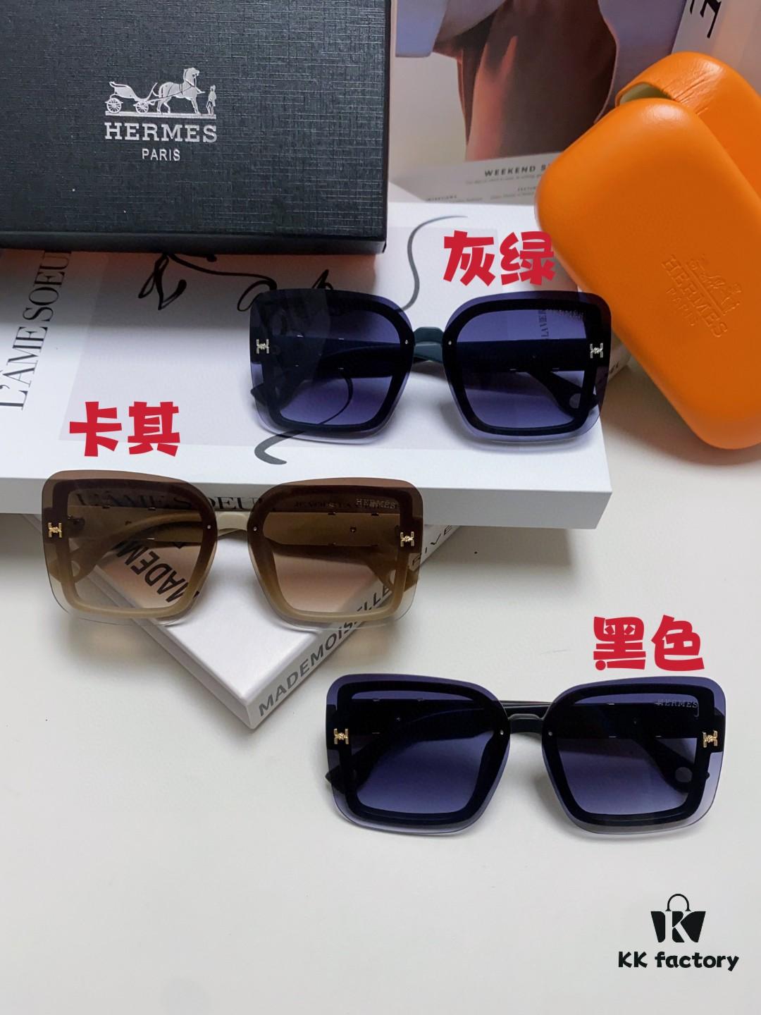 6931ae9bccd8ab3d7afa2b23 HERMES Women's Sunglasses, UV-Protective Round Oversized Frames, 2024 New Arrival, Vintage-Inspired Slimming Design, Trendy Influencer Glasses