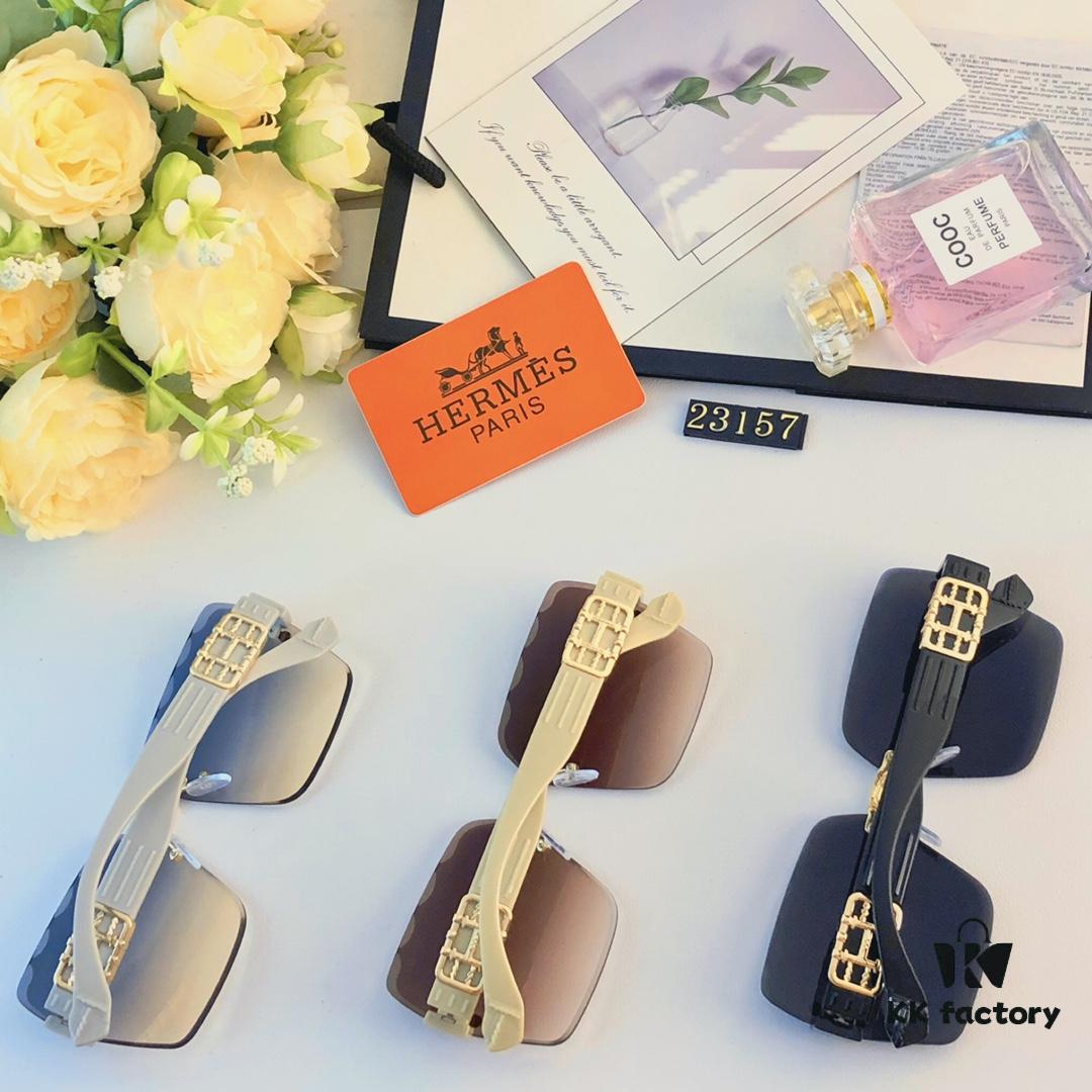 6931ae9cccd8ab3d7afa2b37 Hermes 2024 New Arrival European and American Style Frameless Sunglasses for Women, Oversized Summer Sun Glasses that Flatter Large Faces and Slim the Appearance