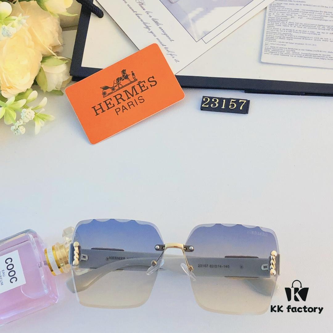 6931ae9cccd8ab3d7afa2b3b Hermes 2024 New Arrival European and American Style Frameless Sunglasses for Women, Oversized Summer Sun Glasses that Flatter Large Faces and Slim the Appearance
