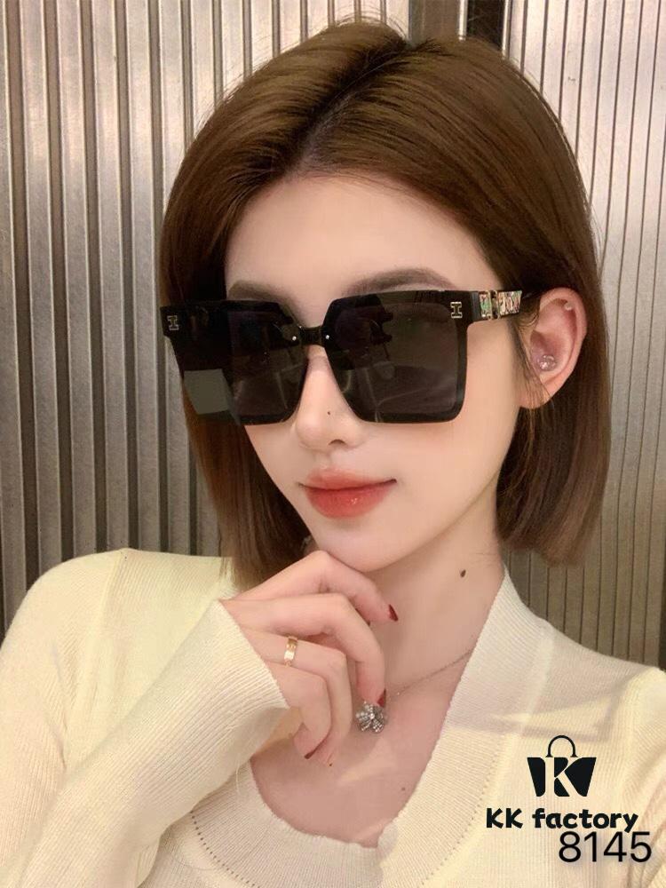 6931aea3ccd8ab3d7afa2b9a Hermes Women's Square Retro Sunglasses, Korean Style Ins High-End Fashion, Slimming for Large Faces, Stylish Street Snap UV Protection
