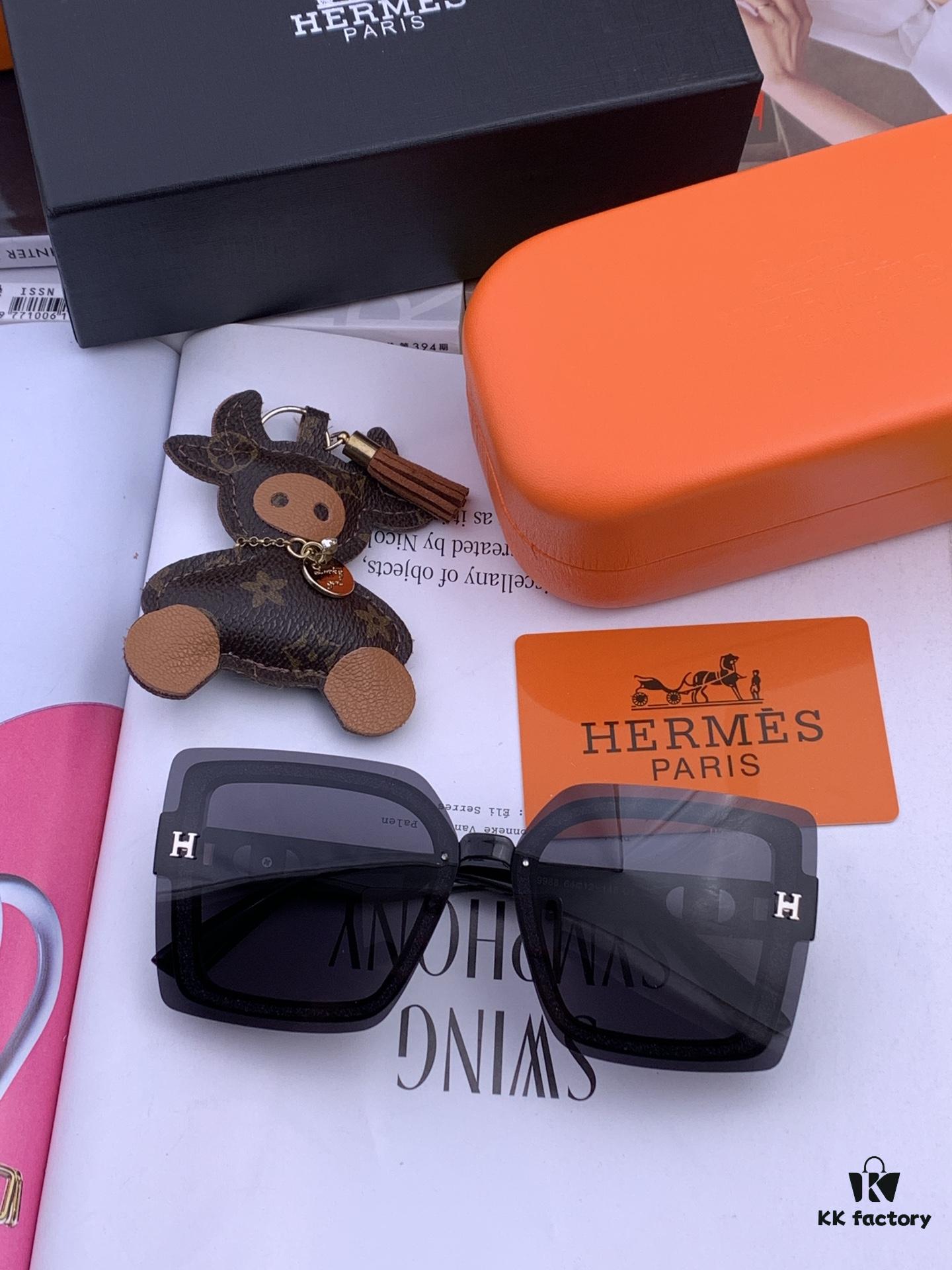 HERMES 2024 Spring New Arrival Original Shipment Popular Luxury Square Sunglasses Model H8998