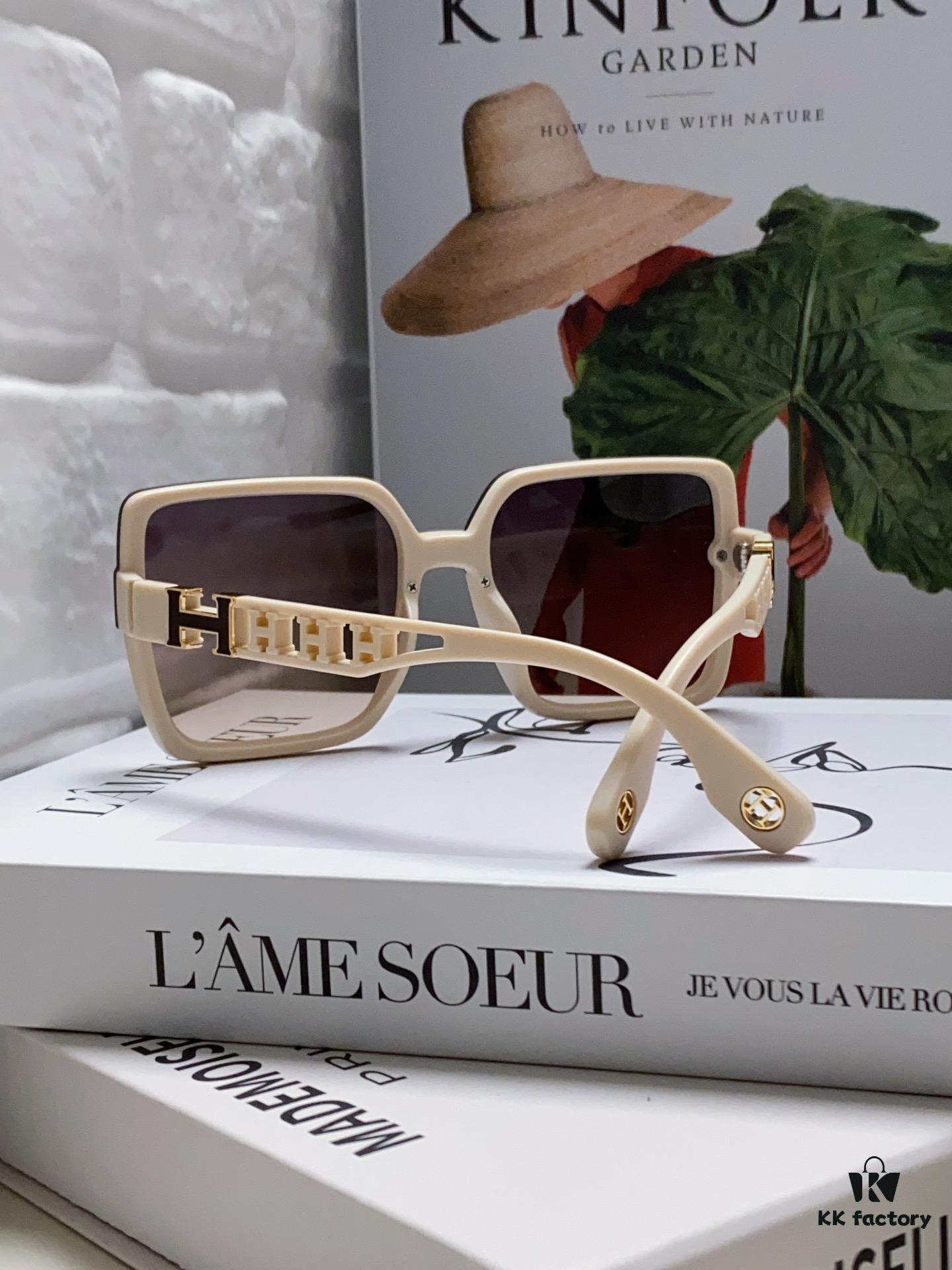 6931aeadccd8ab3d7afa2c26 HERMES 2024 New Arrival Popular Fashion H Sunglasses for Women UV Protection Driver's Glasses, Stylish White Sunglasses with HHH Logo