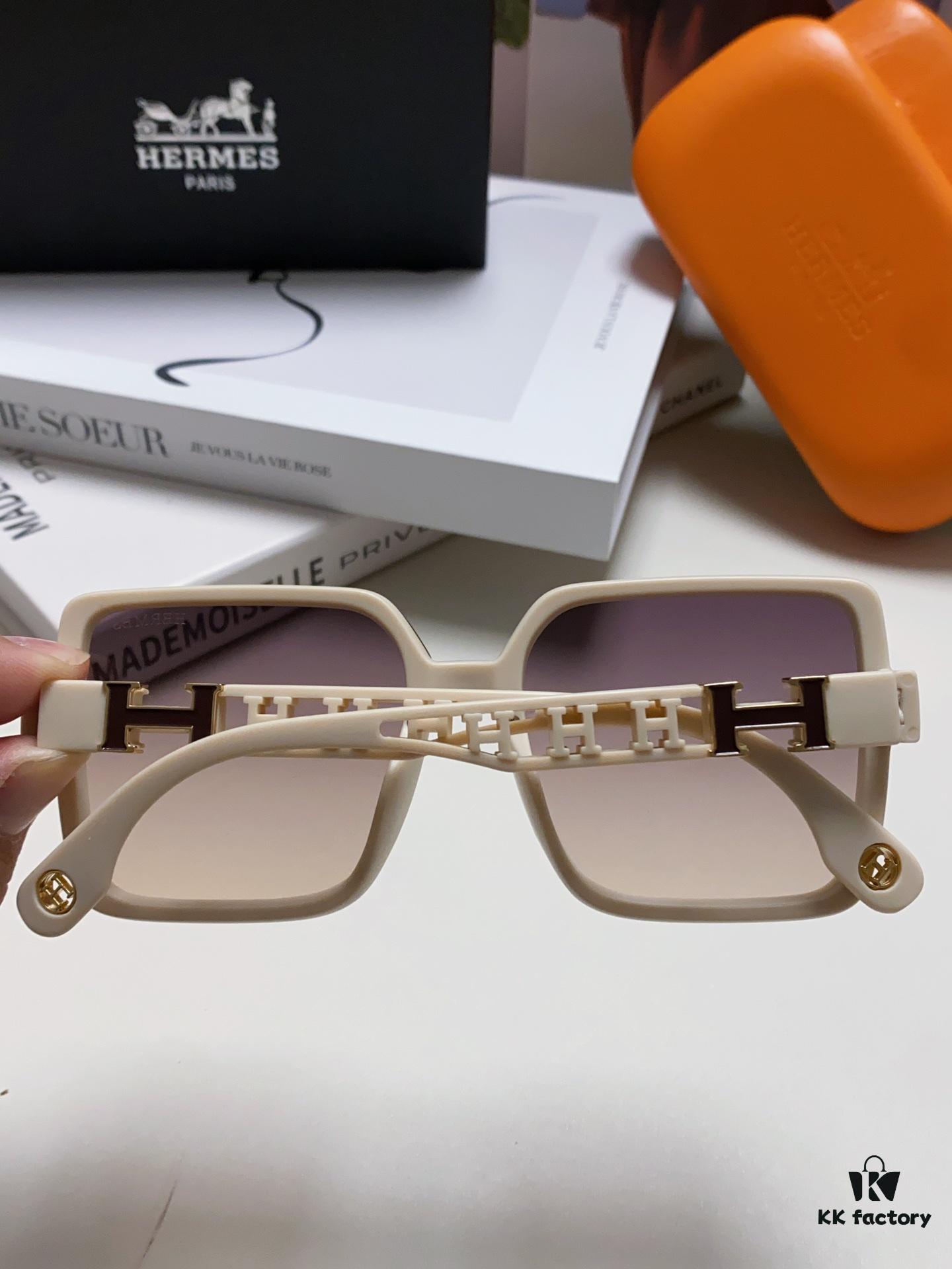6931aeadccd8ab3d7afa2c28 HERMES 2024 New Arrival Popular Fashion H Sunglasses for Women UV Protection Driver's Glasses, Stylish White Sunglasses with HHH Logo
