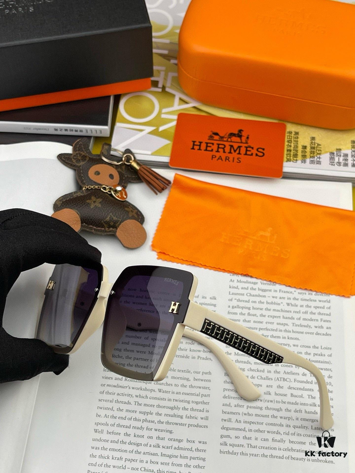 6931aeb8ccd8ab3d7afa2cba HERMES 2024 Spring New Arrival Original Release Famous Internet Sensation Ultra-Hot Selling Luxury Square Sunglasses Classic Integrated Frame Design High-End Quality Authentic Brand Premium Sunglasses Model: H1245