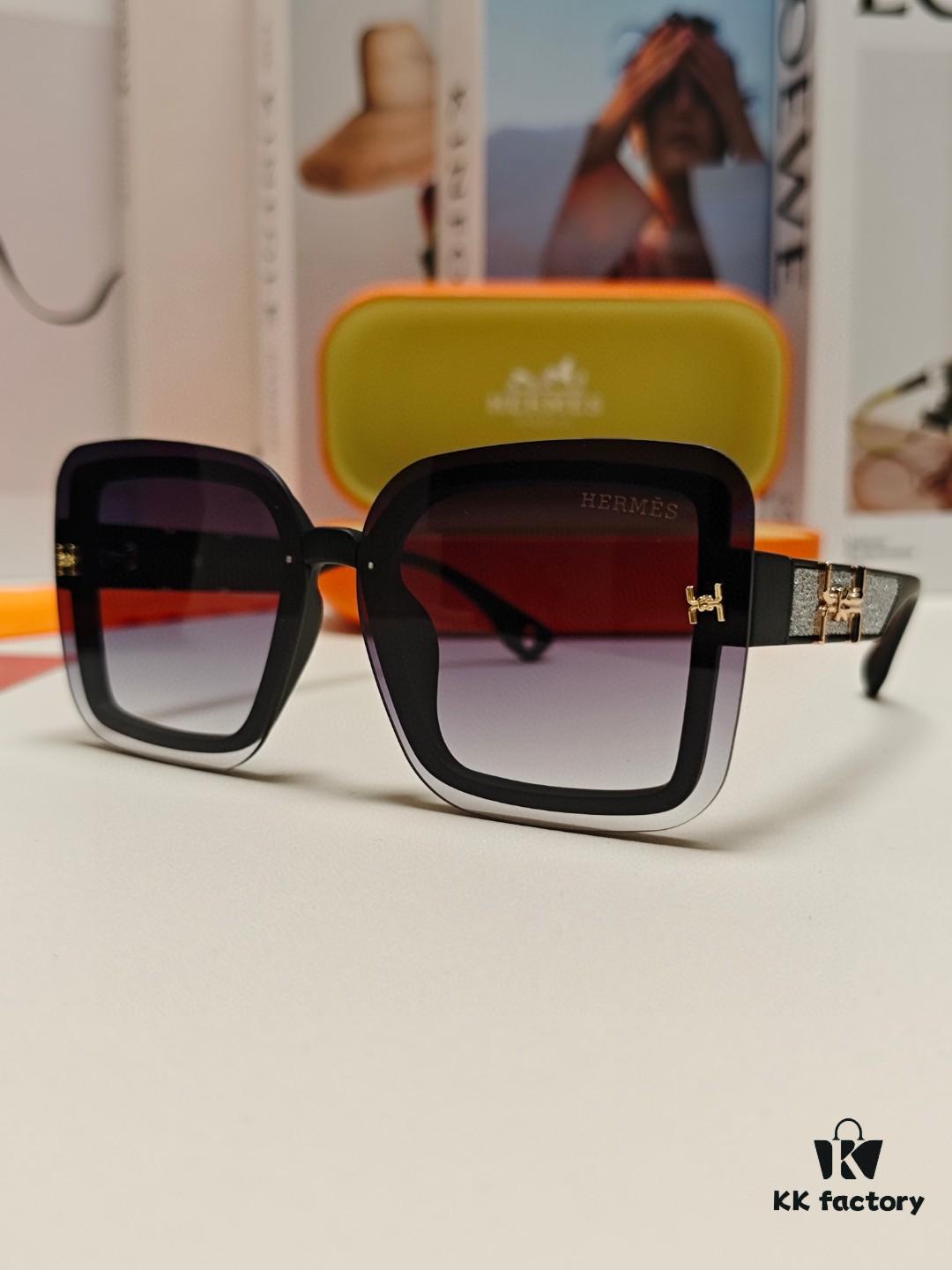 6931aebdccd8ab3d7afa2d06 HERMES Women's Sunglasses UV Protection Oversized Round Frame Vintage Style 2024 New Arrival Fashionable Slimming Sunglasses for Large Faces