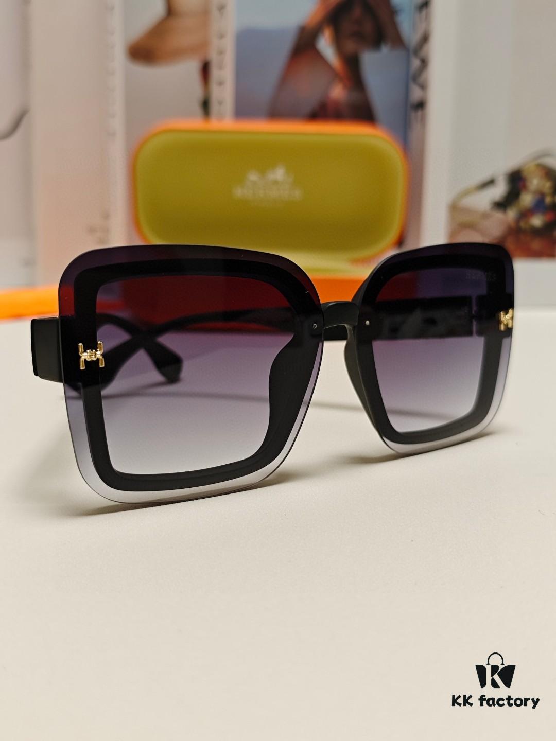 6931aebdccd8ab3d7afa2d07 HERMES Women's Sunglasses UV Protection Oversized Round Frame Vintage Style 2024 New Arrival Fashionable Slimming Sunglasses for Large Faces