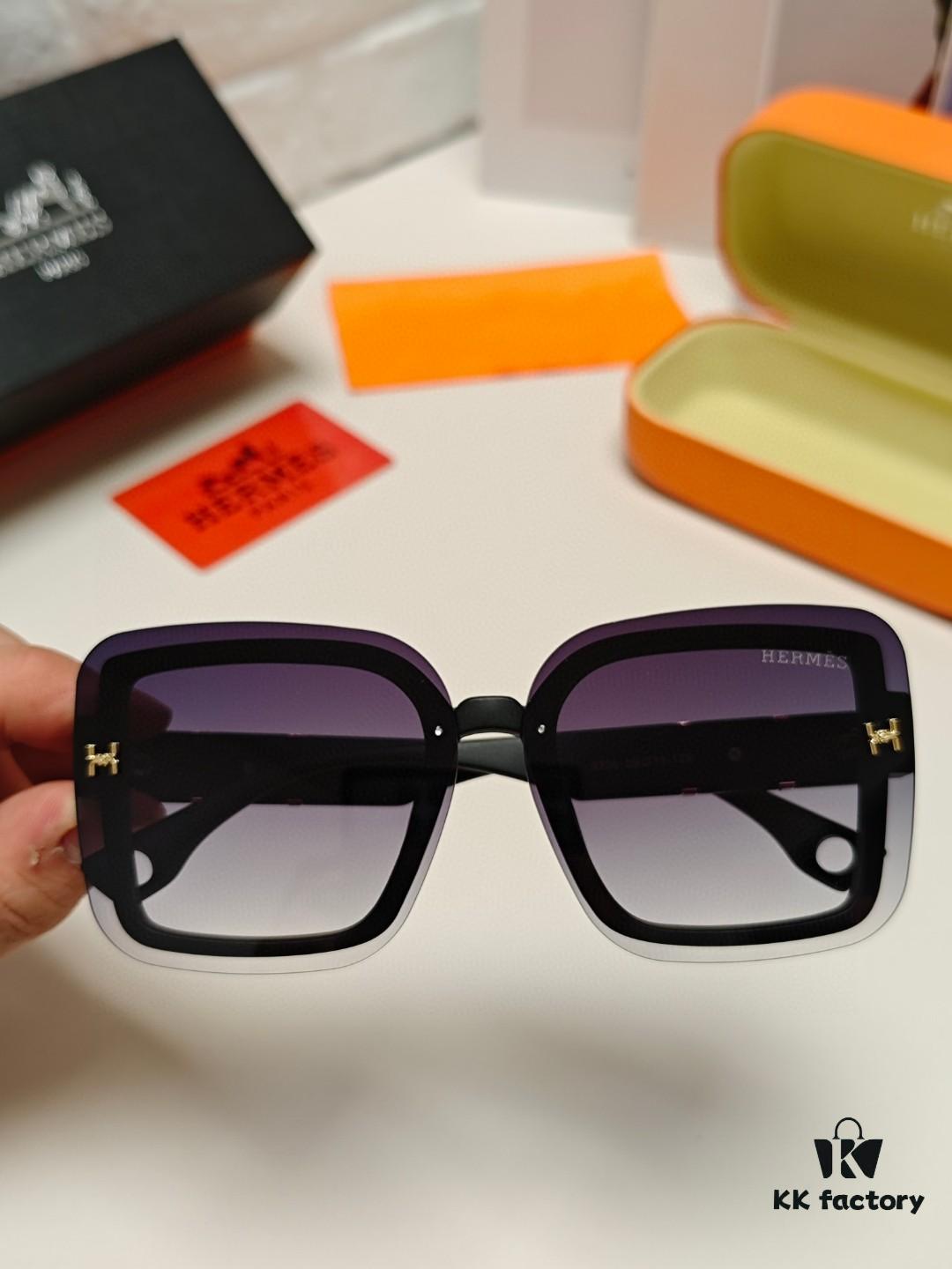 6931aebdccd8ab3d7afa2d09 HERMES Women's Sunglasses UV Protection Oversized Round Frame Vintage Style 2024 New Arrival Fashionable Slimming Sunglasses for Large Faces