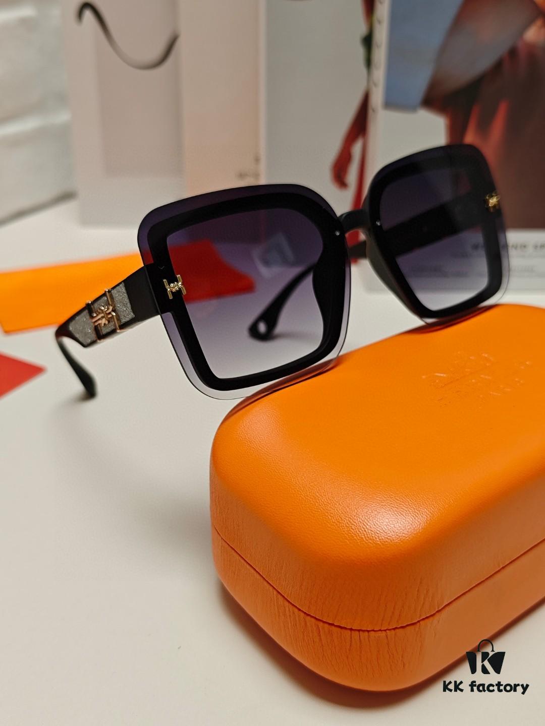 6931aebdccd8ab3d7afa2d0b HERMES Women's Sunglasses UV Protection Oversized Round Frame Vintage Style 2024 New Arrival Fashionable Slimming Sunglasses for Large Faces