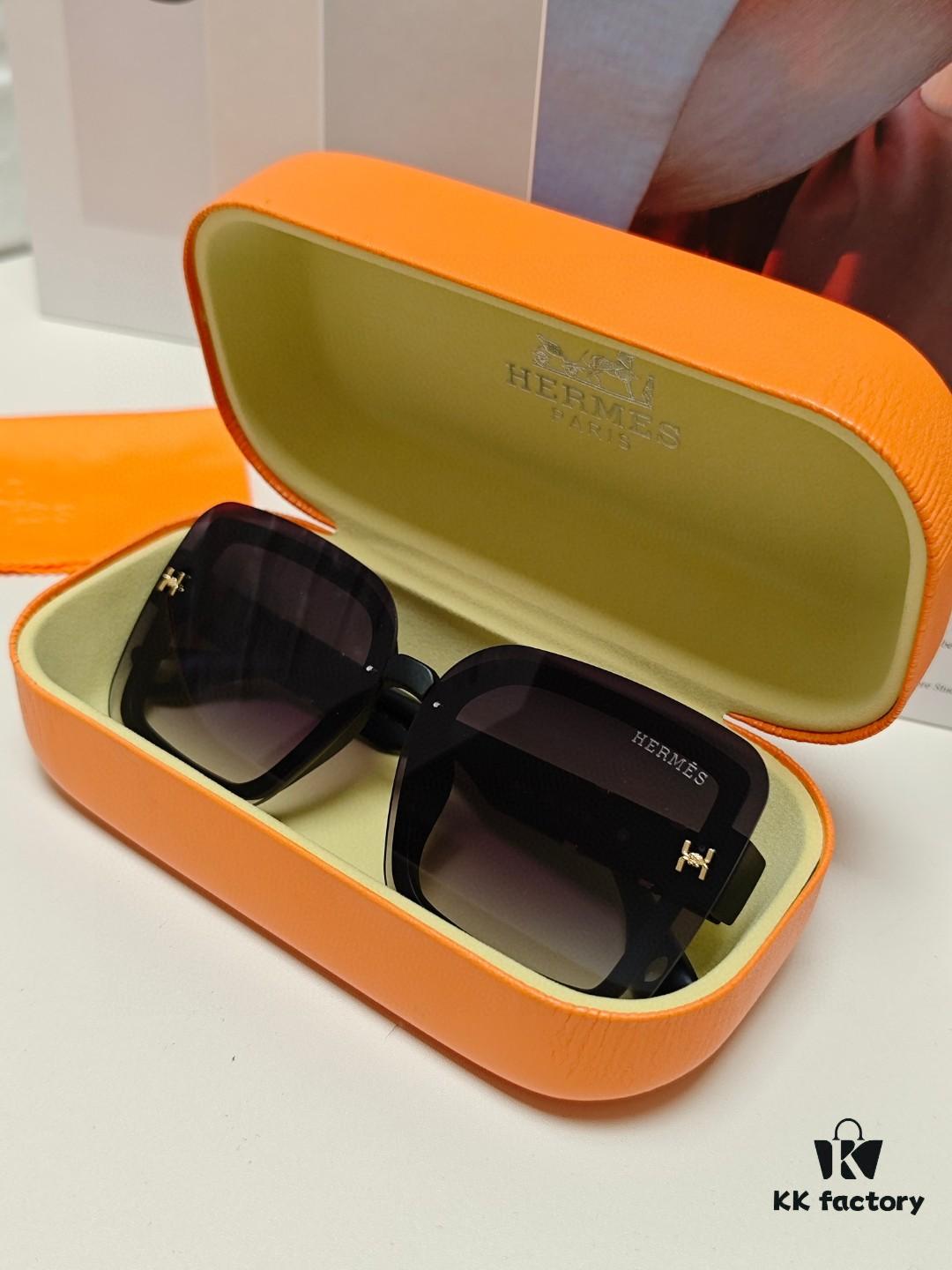 6931aebdccd8ab3d7afa2d0c HERMES Women's Sunglasses UV Protection Oversized Round Frame Vintage Style 2024 New Arrival Fashionable Slimming Sunglasses for Large Faces