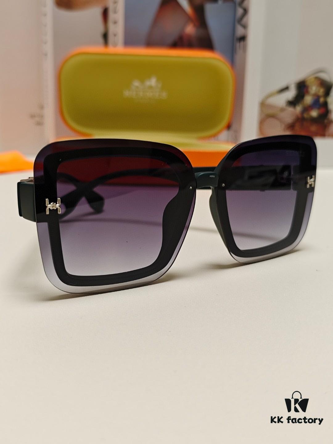 6931aebeccd8ab3d7afa2d10 HERMES Women's Sunglasses, UV-Protective Oversized Round Frames, 2024 New Arrival, Vintage-Inspired Slimming Design, Trendy Glasses for Large Faces