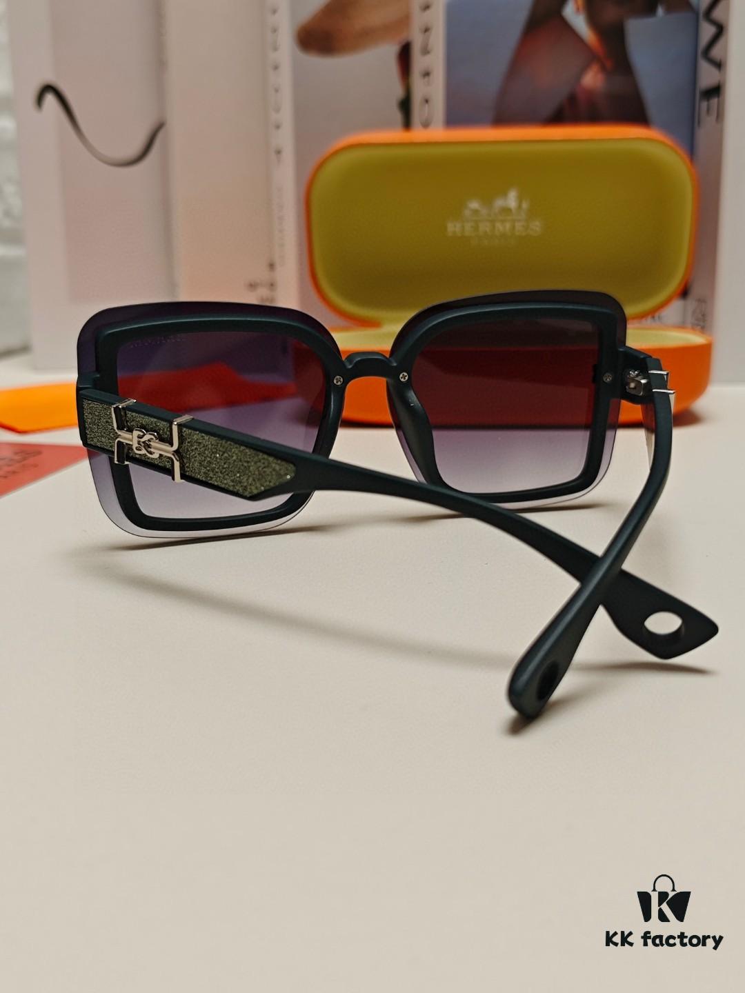 6931aebeccd8ab3d7afa2d11 HERMES Women's Sunglasses, UV-Protective Oversized Round Frames, 2024 New Arrival, Vintage-Inspired Slimming Design, Trendy Glasses for Large Faces