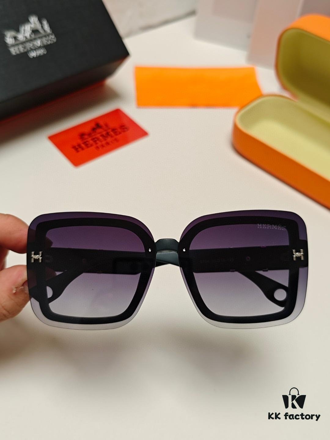 6931aebeccd8ab3d7afa2d12 HERMES Women's Sunglasses, UV-Protective Oversized Round Frames, 2024 New Arrival, Vintage-Inspired Slimming Design, Trendy Glasses for Large Faces