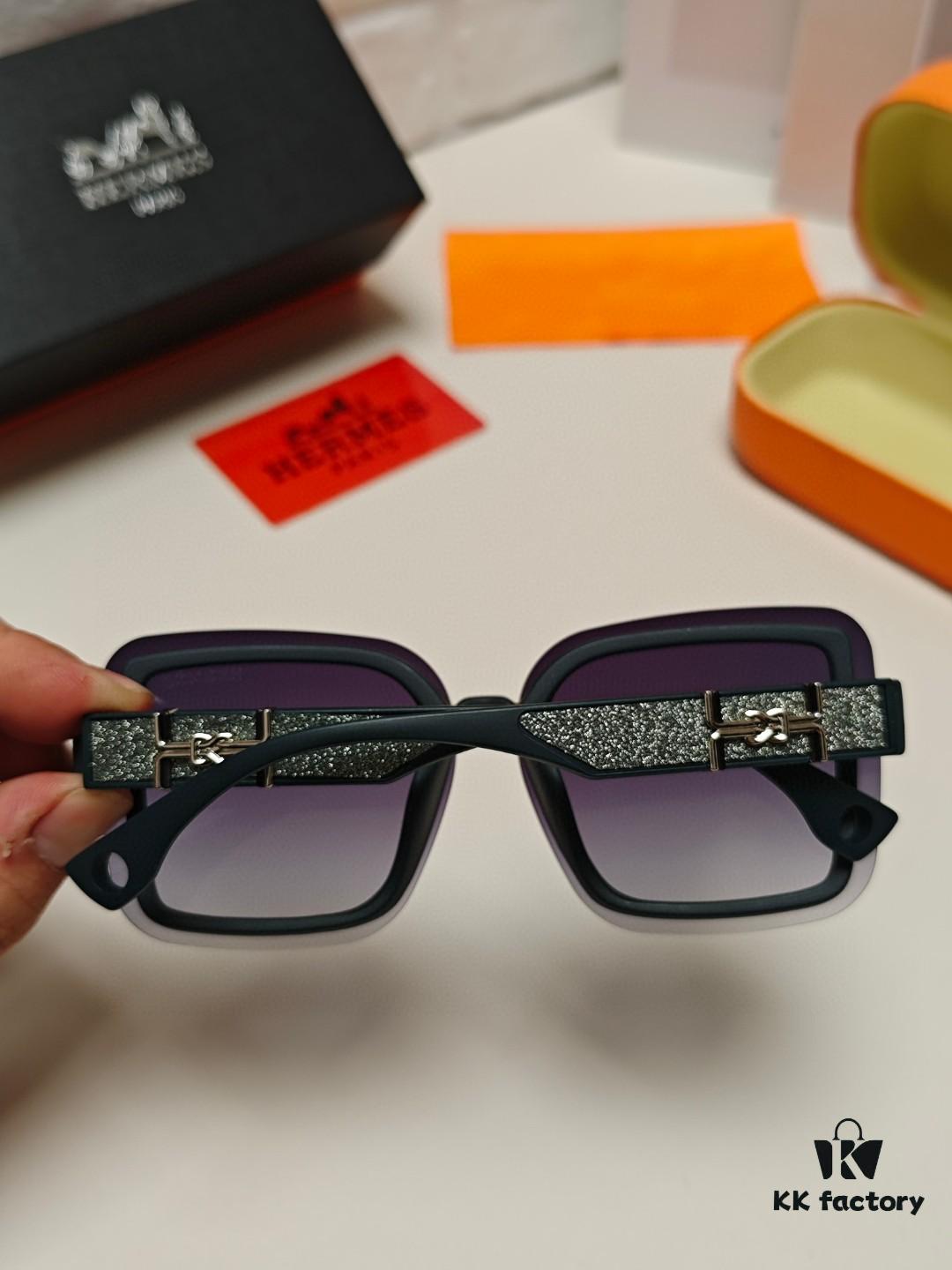 6931aebeccd8ab3d7afa2d13 HERMES Women's Sunglasses, UV-Protective Oversized Round Frames, 2024 New Arrival, Vintage-Inspired Slimming Design, Trendy Glasses for Large Faces