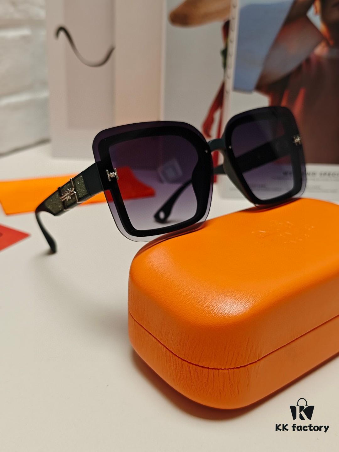 6931aebeccd8ab3d7afa2d14 HERMES Women's Sunglasses, UV-Protective Oversized Round Frames, 2024 New Arrival, Vintage-Inspired Slimming Design, Trendy Glasses for Large Faces