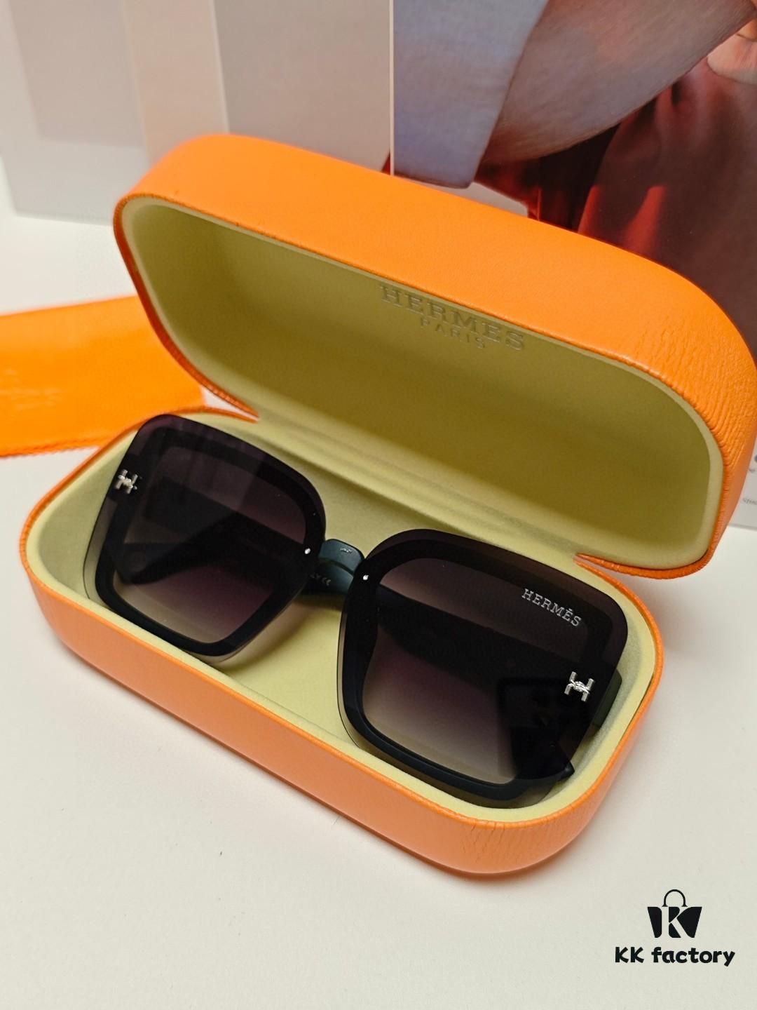 6931aebeccd8ab3d7afa2d15 HERMES Women's Sunglasses, UV-Protective Oversized Round Frames, 2024 New Arrival, Vintage-Inspired Slimming Design, Trendy Glasses for Large Faces