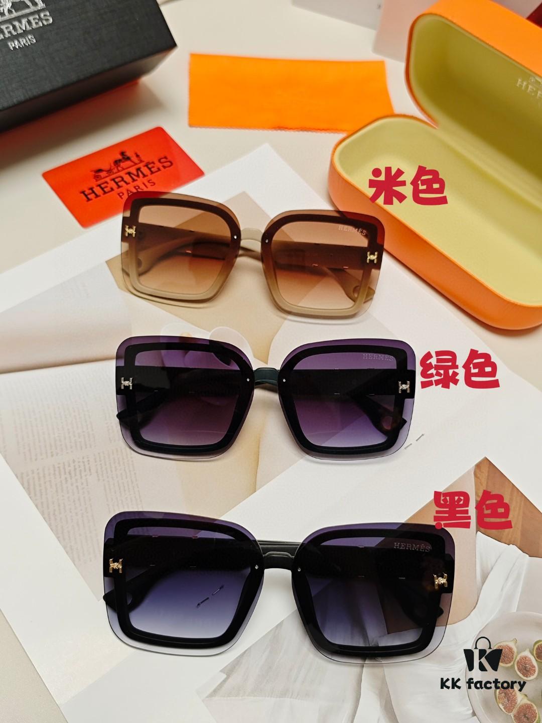 6931aebeccd8ab3d7afa2d17 HERMES Women's Sunglasses, UV-Protective Oversized Round Frames, 2024 New Arrival, Vintage-Inspired Slimming Design, Trendy Glasses for Large Faces