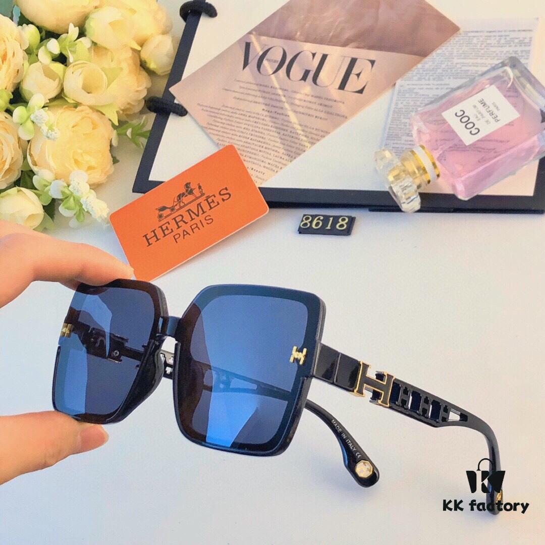 6931aec1ccd8ab3d7afa2d47 Hermes New H-Logo Square Frame Chain Detail Sunglasses for Women, Fashion Trendy Shades, High-End Instagram Influencer Style